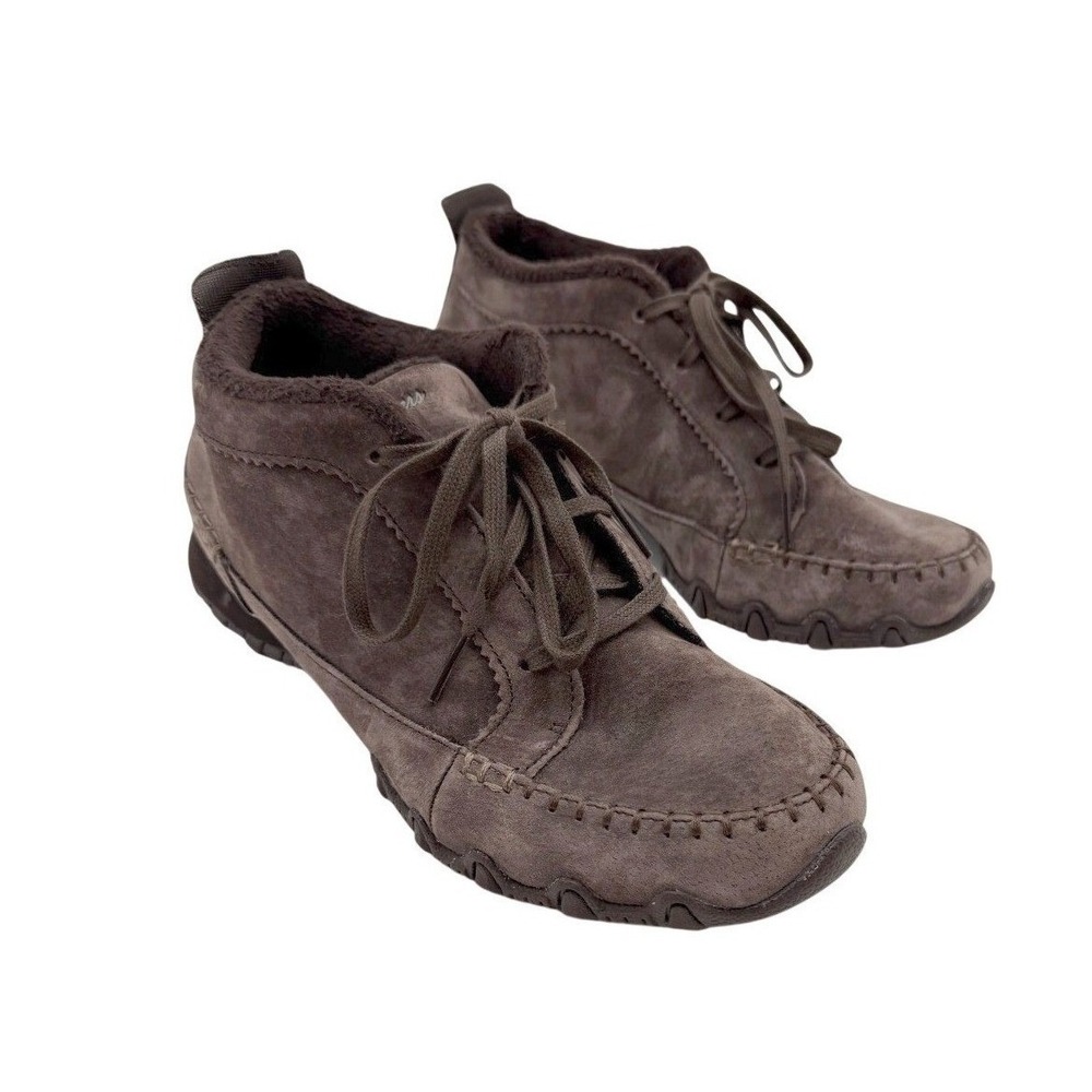 Skechers Bikers Lineage Suede Moc Toe Ankle Boots Memory‎ Foam Womens 8 Boho